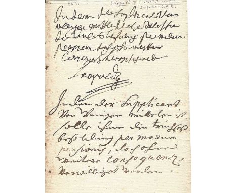 LEOPOLD I: (1640-1705) Holy Roman Emperor, King of Hungary, Croatia and Bohemia, 1658-1705. L.S., `Leopold´, one page, small 