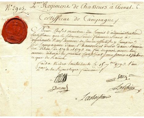 FRENCH REVOLUTION: Manuscript D.S. by Jean-Marie Forest (1752-1799; French General during the French Revolution), Pierre Garn