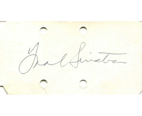 SINATRA FRANK: (1915-1998) American actor and singer, Academy Award winner. Blue ink signature (‘Frank Sinatra’) to the verso
