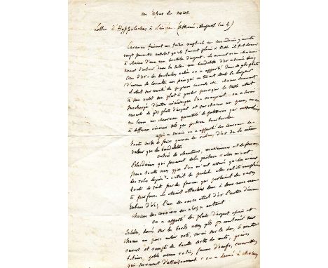 FLAUBERT GUSTAVE: (1821-1880) French novelist. A significant autograph manuscript, unsigned, three pages, folio, n.p., n.d. (