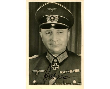 HARPE JOSEF: (1887-1968) German General of World War II, Knight’s Cross winner with Oakleaves and Swords. Harpe was responsib