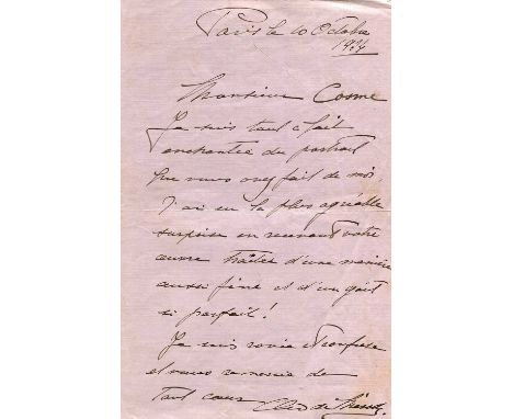 DE MERODE CLEO: (1875-1966) French courtesan and dancer of the Belle Epoque. A.L.S., Cleo de Merode, one page, 8vo, Paris, 10