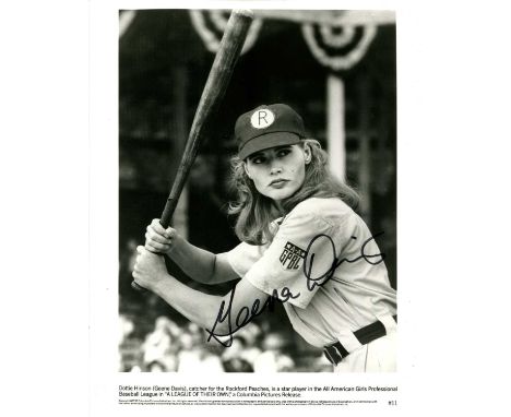 LEAGUE OF THEIR OWN A: Geena Davis (1956- ) American actress, Academy Award winner. Signed 8 x 10 photograph of Davis in a ha