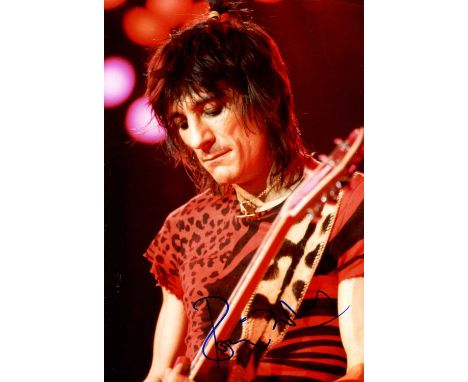 WOOD RONNIE: (1947- ) English rock musician, a member of the Rolling Stones since 1975. Signed colour 8 x 12 photograph of Wo