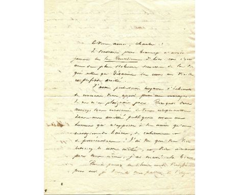 HUGO VICTOR: (1802-1885) French novelist, poet and dramatist. A remarkable, lengthy A.L.S., Victor, four pages, 4to, n.p., 2n