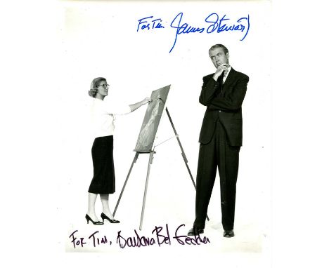 VERTIGO: A good signed and inscribed 8 x 10 photograph by both James Stewart (John ‘Scottie’ Ferguson) and Barbara Bel Geddes