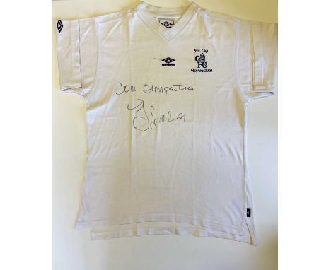 ZOLA GIANFRANCO: (1966- ) Italian footballer. A white souvenir short sleeve Umbro football jersey issued to celebrate Chelsea