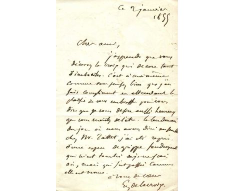 DELACROIX EUGENE: (1798-1863) French artist of the Romantic school. A.L.S., Eug. Delacroix, one page, 8vo, n.p., 2nd January 