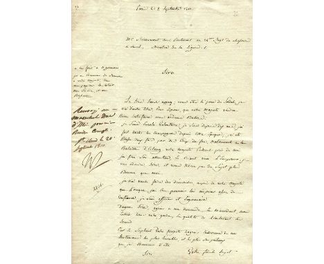 NAPOLEON I: (1769-1821) Emperor of France 1804-14, 1815. A good L.S., `Np´, a bold ink signature, one page, 4to, St. Cloud, 2