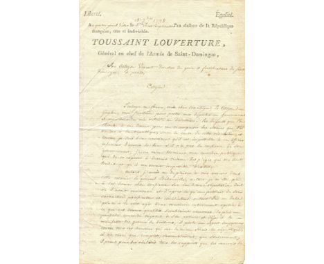 TOUSSAINT LOUVERTURE FRANÇOIS-DOMINIQUE: (1743-1803) Haitian General and revolutionary Leader. Widely regarded as the “Father