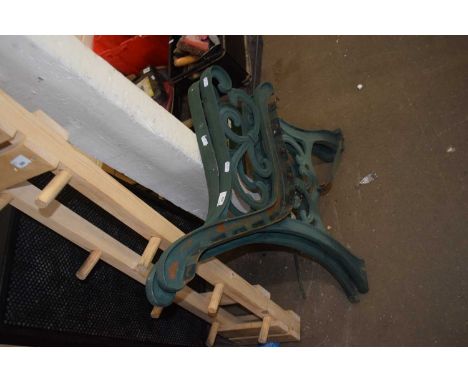 Pair of cast iron garden bench ends