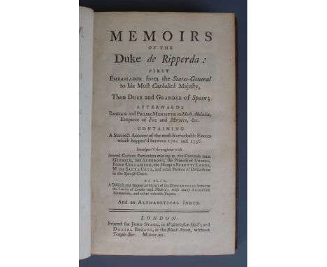 [Campbell, John] - Memoirs of the Duke de Ripperda, first ambassador from the States-General to his most Catholick Majuesty, 