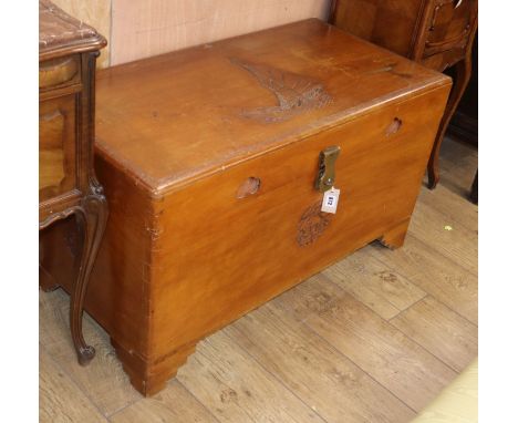 A carved camphorwood trunk W.100cm