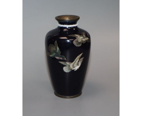 A Japanese silver wire cloisonne enamel vase, Meiji period