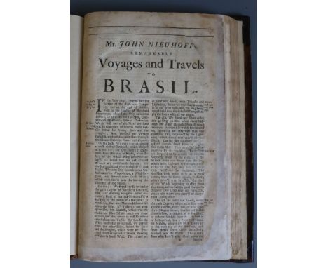 Nieuhof, Johannes - Voyages and Travels into Brazil, and the East Indies, part one only, folio, contemporary calf rebacked, l