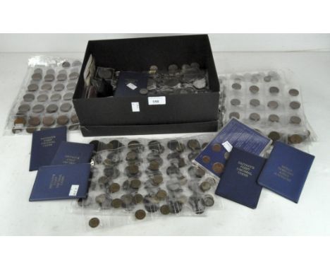 A large collection of coins, mostly 20th century, comprising two sets of 'Britain's First Decimal Coins', Three pences, One P