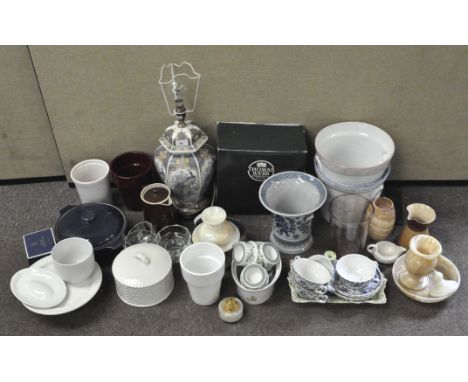 An assortment of ceramics and glassware, including a Thomas Webb fruit bowl, Royal Worcester ramekins, two Royal Worcester eg