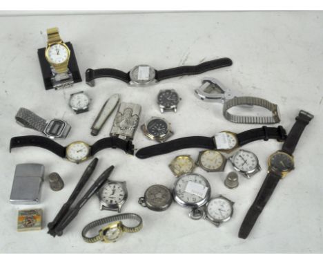 A large quantity of contemporary wristwatches, including examples by Sekonda, Timex and Zeon, together with a Zippo lighter, 