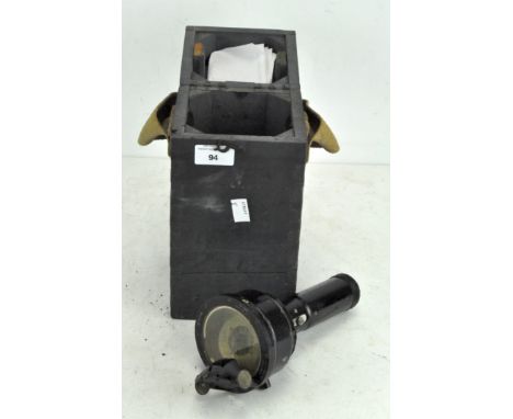 A WWII military gimbals land bearing compass, with a black painted brass structure, numbered 1006/47 by H. Hughes &amp; Sons 