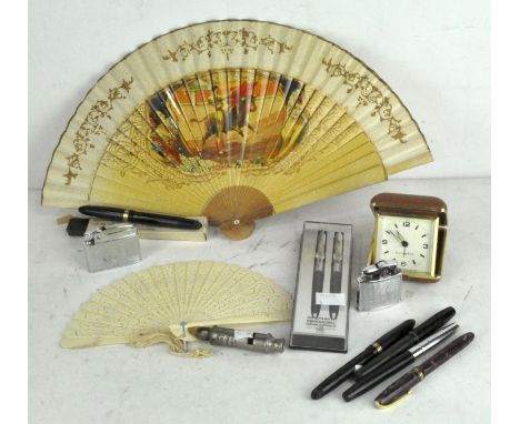 A parcel of collectables including fountain pens, a 'The Metropolitan Patent' whistle by J Hudson &amp; Co, 13 Barr St, Birmi