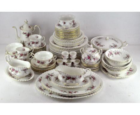 An extensive collection of Royal Albert "Lavender Rose" pattern ceramics, comprising a tea set with tea pot, dinner service, 