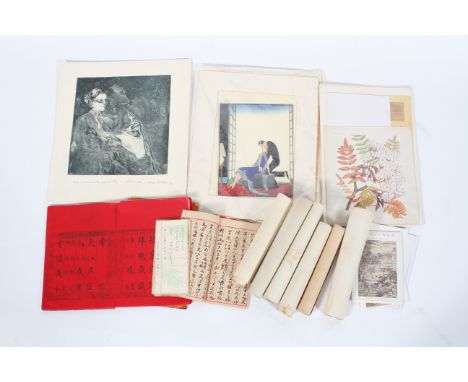 A collection of Chinese calligraphic inscriptions in ink on rice paper and paper, including an album, several notebooks, loos