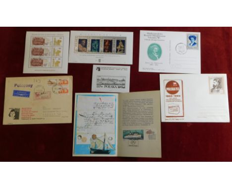 Poland 1971-1993 Group of (7) Philatelic Exhibition item includes 2 cachet cancelled miniature sheets. Commemorative covers a