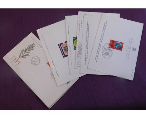 Greece 1961-1968 3x unaddressed FDCs and 6 Greek Post Office philatelic service cards showing upcoming issues 1968-1974, unus