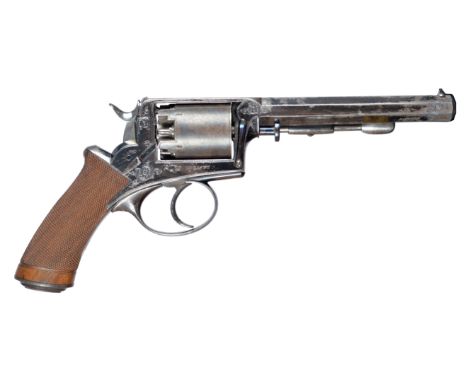 A 54 bore Beaumont Adams five shot percussion revolver retailed by Wilkinson and Son, octagonal barrel 6 in., barrel and fram