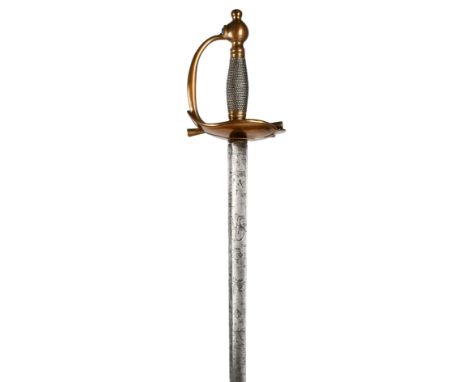 A British 1796 pattern heavy cavalry officer's dress sword, straight blade 32.5 in., by Runkel of Solingen, etched decoration