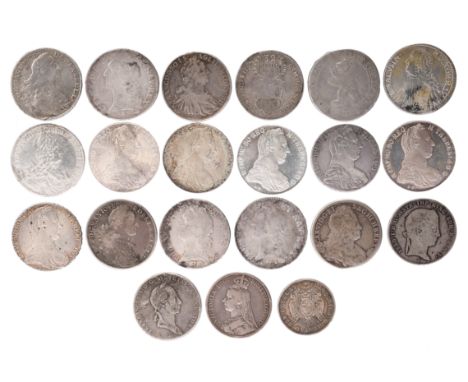 A quantity of silver coins of various nations, including: Lubeck, 32 schilling, 1752 (KM 167), near very fine; Swiss Cantons,
