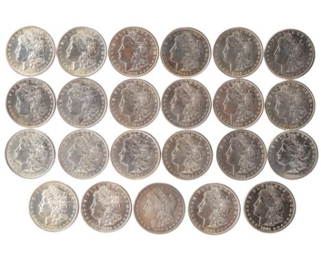 A quantity of silver United States Morgan Dollars, 1878S, 1879S, 1880, 1881S, 1882S, 1883O, 1884O, 1885O, 1886, 1887, 1888, 1