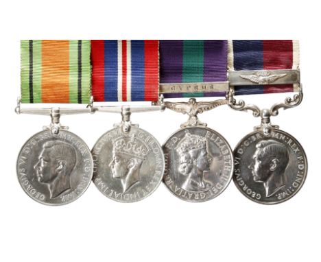 Four Medals to Warrant Officer R. R. Spry, Royal Air Force: Defence Medal; British War Medal 1939-45; General Service Medal 1