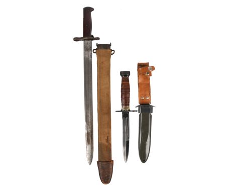 A United States model 1905 bayonet, by Rock Island Arsenal, dated 1906, canvas covered scabbard; together with an M4 type bay