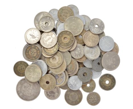 A collection of Chinese, Japanese and Korean coins, varying denominations, including: Mutsuhito, silver, 50 SEN, rev. sunburs