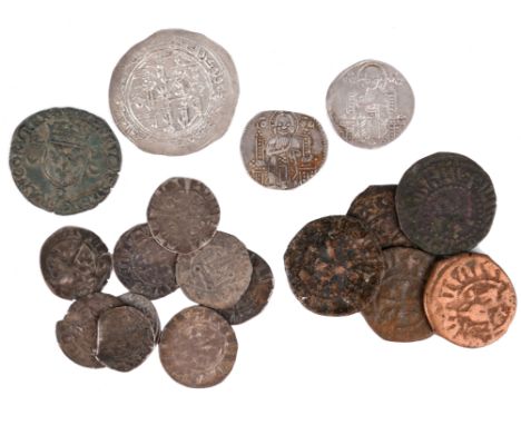 A quantity of Medieval European coins, including: Venice, Giovanni Soranzo (1312-28), silver grosso, Christ enthroned, rev. D