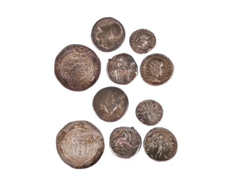 A small quantity of silver coins of the Ancient World, comprising: Southern Apulia, Taras, nomos, youth on horseback right, r