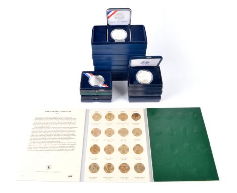 A collection of United States silver proof coins, including: American Eagle Bullion coins, dollar, 2000, Liberty walking left