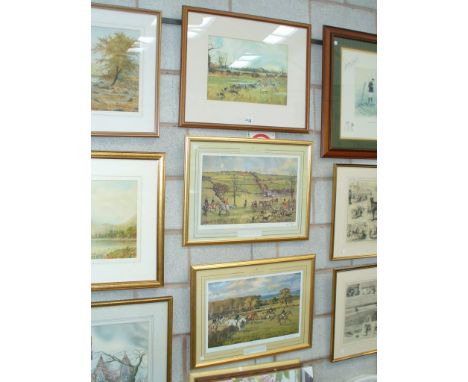 " Caught on Top " coloured print from the " Wynnstay Collection " , signed in pencil and a companion " Crossing the Vale" , a