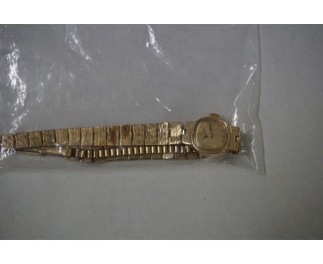 Rotary: A 9ct gold Ladies watch, with a shaped square face, to a bracelet strap, weight without movement 12g