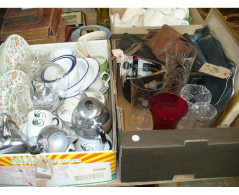 A Qty of Windsor China tea wares, Minton " Haddon Hall" plates, rose pattern toilet jug and bowl, cased Tecnar 10 x 50 binocu
