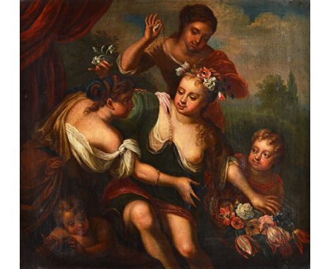 Italian School, 18th century, Classical figures, oil on canvas, 70cm x 75cm. Illustrated. 
