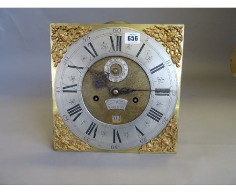 An 11in. square longcase clock movement Signed Daniel Wood, London