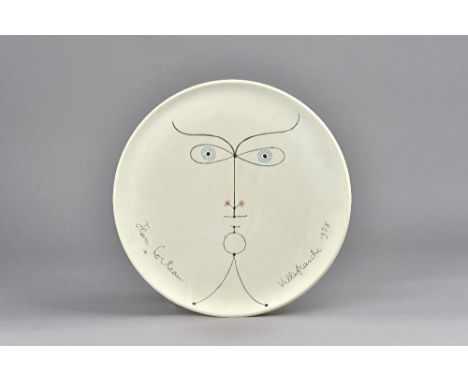 Jean Cocteau, 'La Jaconde', created 1958, Villefranche ceramic plate with crayon and enamel, signed in pencil, limited editio