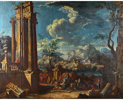 Italian School (17th/18th century), An architectural capriccio, oil on canvas, 101cm x 126cm. Illustrated. 