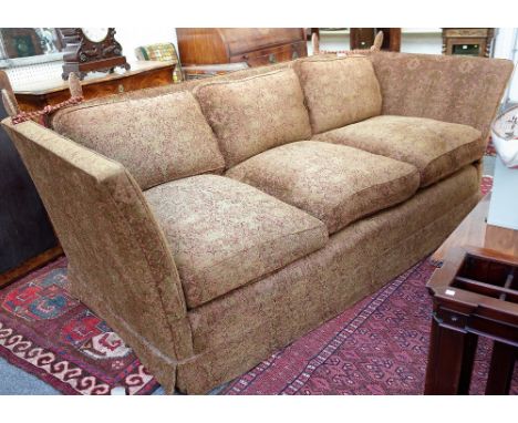 Peter Dudgeon;  a 20th century Knole three seater sofa, upholstered in Watts of Westminster fabric, 200cm wide x 110cm deep x