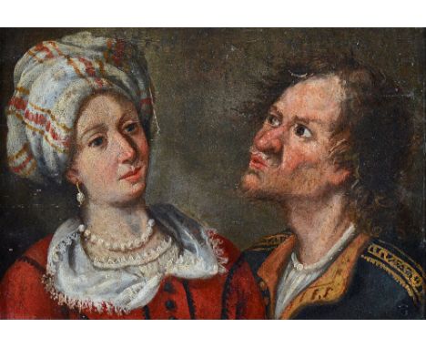 Italian School (18th century), A conversing couple, oil on panel, 22cm x 32cm.  Illustrated. 