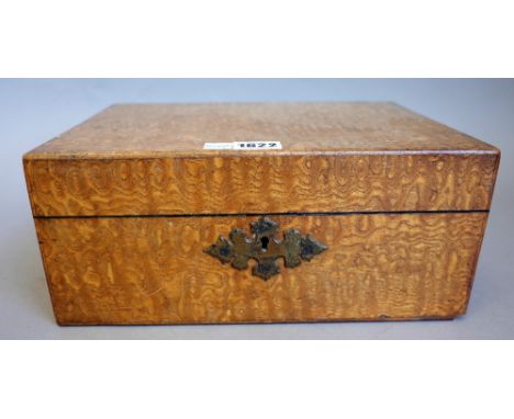 Mechi &amp; Bazin London, a Victorian figured ash sewing box, the fitted interior retaining some of the mother-of-pearl imple