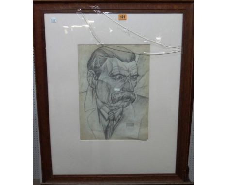 Manner of Annenkov, Portrait of a man, pencil, bears a signature, 41cm x 29cm.  