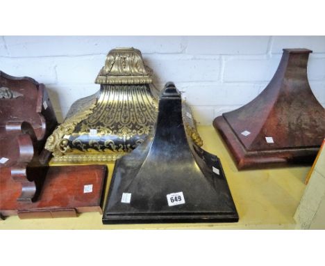 A quantity of clock bracketsIncludng two 'Boulle' work brackets, seven other brackets and a Tyrolean carved walnut corner bra